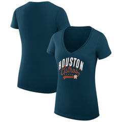Houston Astros G-III 4Her by Carl Banks Women's Super-Slim Fit Lightweight Filigree Team V-Neck T-Shirt - Navy - MLB Lifestyle
