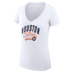 Houston Astros G-III 4Her by Carl Banks Women's Super-Slim Fit Lightweight Filigree Team V-Neck T-Shirt - White - MLB on Sale