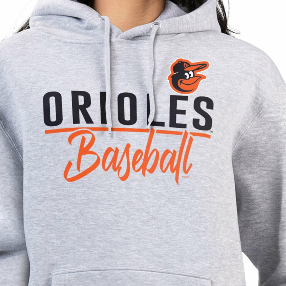 Baltimore Orioles G-III 4Her by Carl Banks Women's Team Fleece Pullover Hoodie - Heather Gray - MLB on Sale