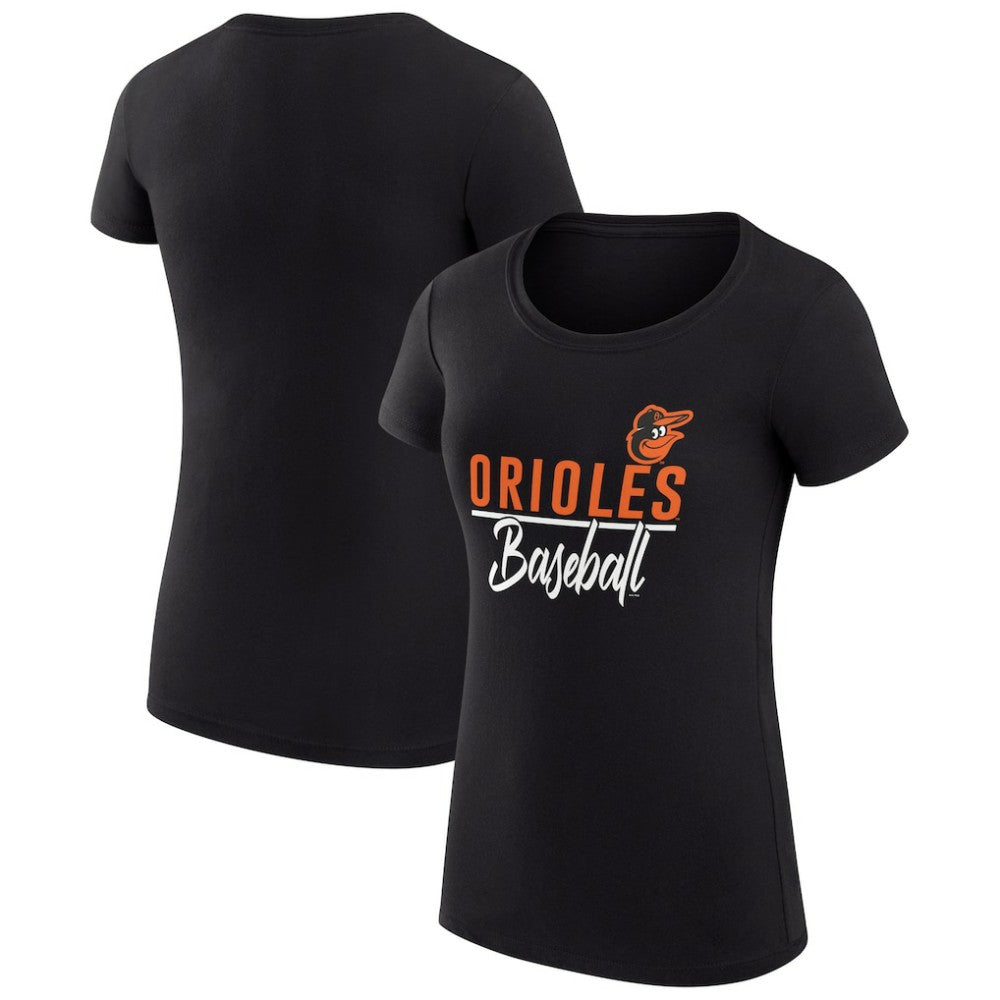 Baltimore Orioles G-III 4Her by Carl Banks Women's Super-Slim Fit Lightweight Team Graphic T-Shirt - Black - MLB Sale