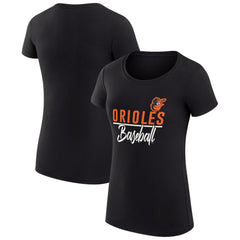 Baltimore Orioles G-III 4Her by Carl Banks Women's Super-Slim Fit Lightweight Team Graphic T-Shirt - Black - MLB Sale