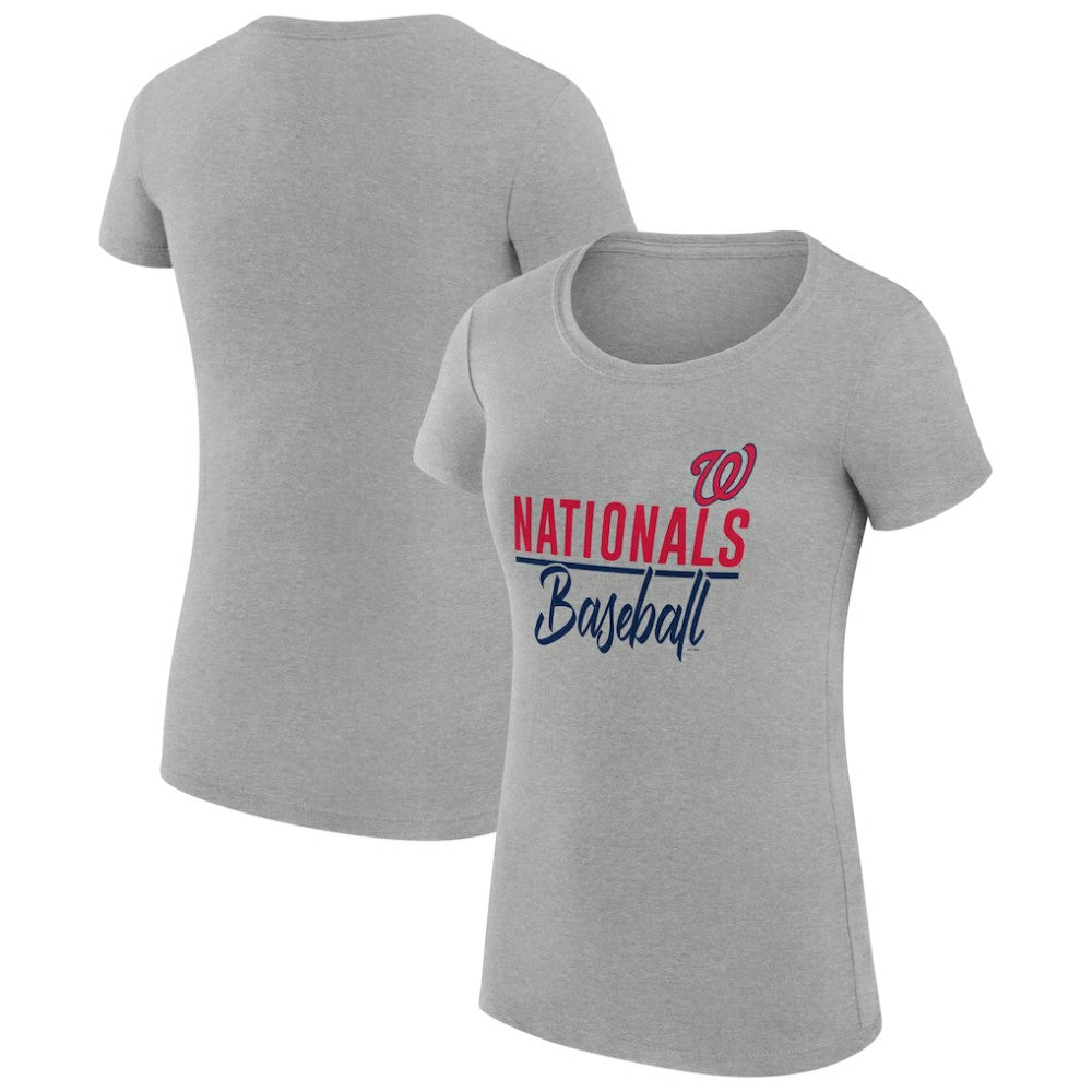 Washington Nationals G-III 4Her by Carl Banks Women's Super-Slim Fit Lightweight Team Graphic T-Shirt - Heather Gray - MLB Lifestyle