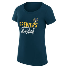 Milwaukee Brewers G-III 4Her by Carl Banks Women's Super-Slim Fit Lightweight Team Graphic T-Shirt - Navy - MLB Online