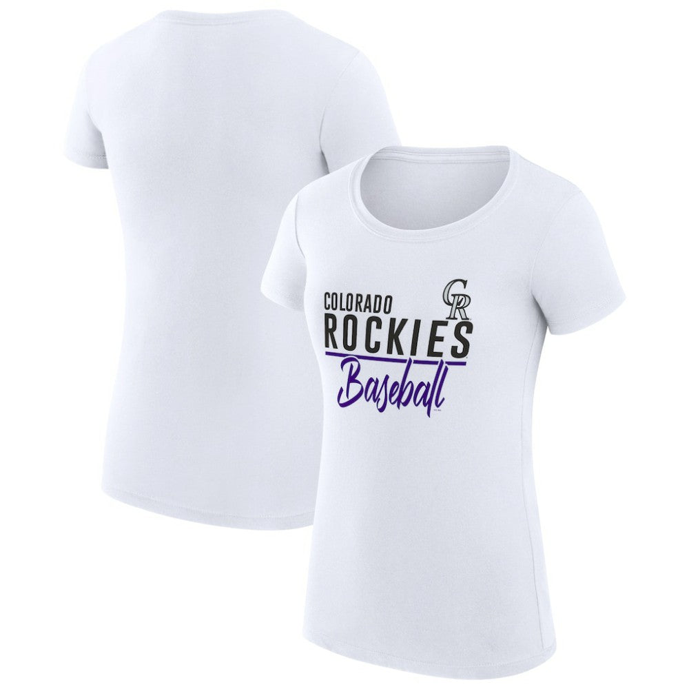 Colorado Rockies G-III 4Her by Carl Banks Women's Super-Slim Fit Lightweight Team Graphic T-Shirt - White - MLB Sale