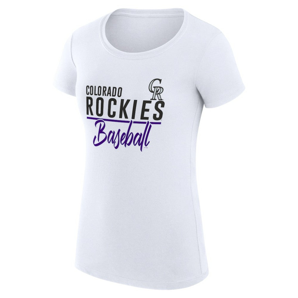 Colorado Rockies G-III 4Her by Carl Banks Women's Super-Slim Fit Lightweight Team Graphic T-Shirt - White - MLB Sale