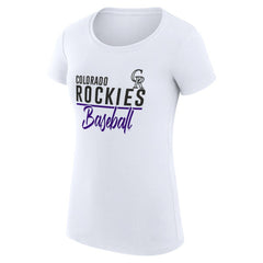 Colorado Rockies G-III 4Her by Carl Banks Women's Super-Slim Fit Lightweight Team Graphic T-Shirt - White - MLB Sale