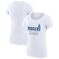 Los Angeles Dodgers G-III 4Her by Carl Banks Women's Super-Slim Fit Lightweight Team Graphic T-Shirt - White - MLB Lifestyle