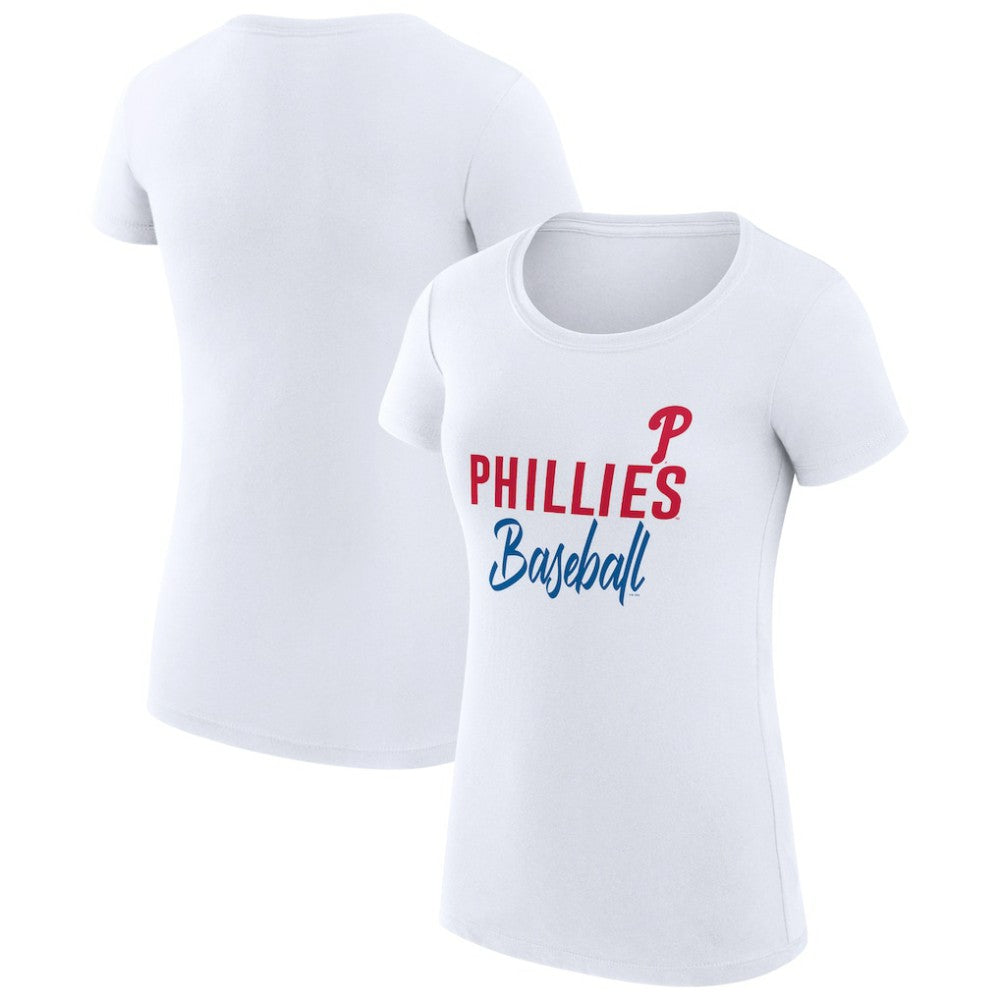 Philadelphia Phillies G-III 4Her by Carl Banks Women's Super-Slim Fit Lightweight Team Graphic T-Shirt - White - MLB Lifestyle