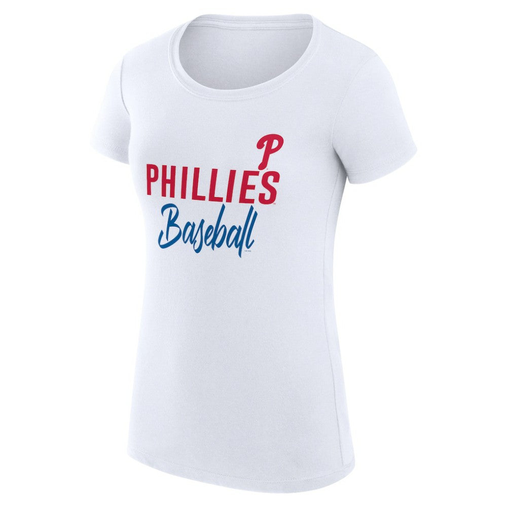 Philadelphia Phillies G-III 4Her by Carl Banks Women's Super-Slim Fit Lightweight Team Graphic T-Shirt - White - MLB Lifestyle