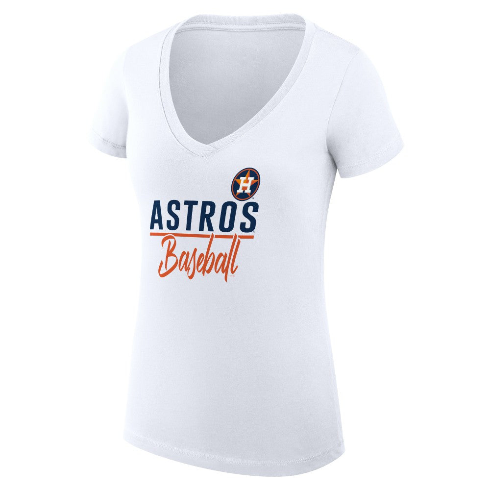Houston Astros G-III 4Her by Carl Banks Women's Super-Slim Fit Lightweight Team Graphic V-Neck T-Shirt - White - MLB Discount