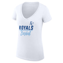 Kansas City Royals G-III 4Her by Carl Banks Women's Super-Slim Fit Lightweight Team Graphic V-Neck T-Shirt - White - MLB Lifestyle