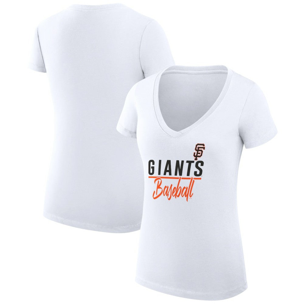 San Francisco Giants G-III 4Her by Carl Banks Women's Super-Slim Fit Lightweight Team Graphic V-Neck T-Shirt - White - MLB on Sale