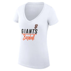 San Francisco Giants G-III 4Her by Carl Banks Women's Super-Slim Fit Lightweight Team Graphic V-Neck T-Shirt - White - MLB on Sale