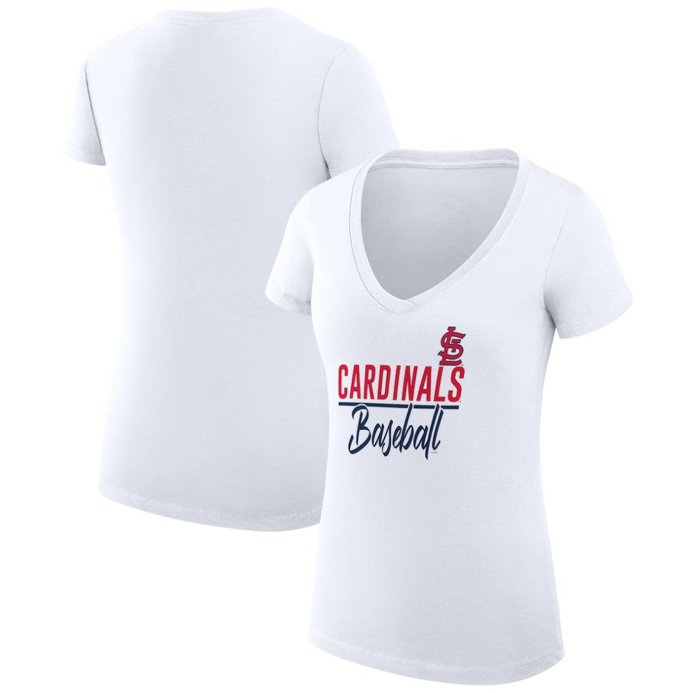 St. Louis Cardinals G-III 4Her by Carl Banks Women's Super-Slim Fit Lightweight Team Graphic V-Neck T-Shirt - White - MLB on Sale