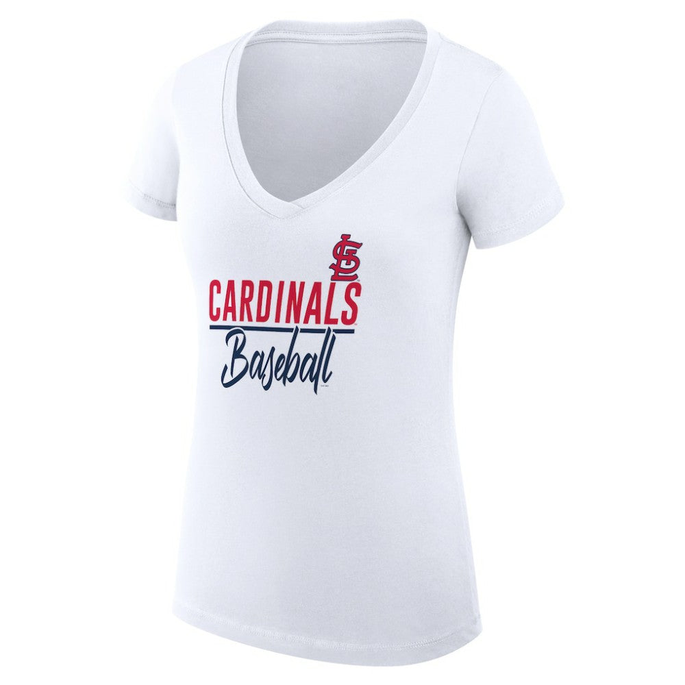 St. Louis Cardinals G-III 4Her by Carl Banks Women's Super-Slim Fit Lightweight Team Graphic V-Neck T-Shirt - White - MLB on Sale