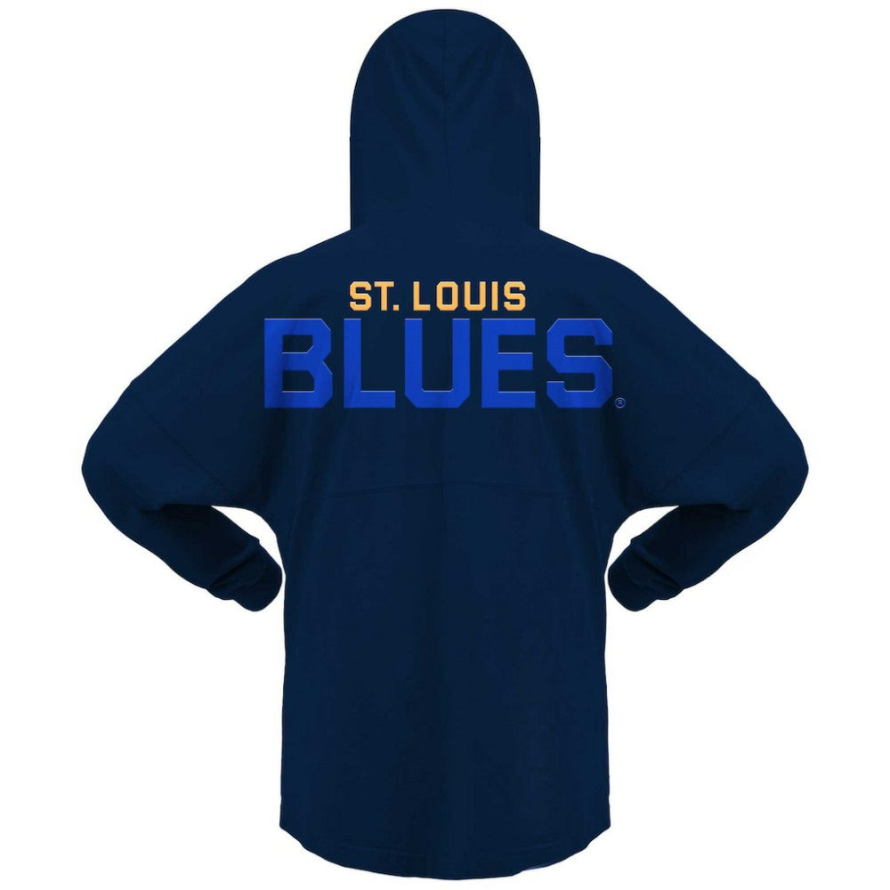 St. Louis Blues Fanatics Women's Jersey Lace-Up V-Neck Long Sleeve Hoodie T-Shirt - Navy - NHL 200459757