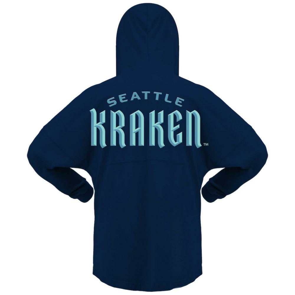 Seattle Kraken Fanatics Women's Jersey Lace-Up V-Neck Long Sleeve Hoodie T-Shirt - Deep Sea Blue - NHL 200459758