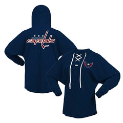 Washington Capitals Fanatics Women's Jersey Lace-Up V-Neck Long Sleeve Hoodie T-Shirt - Navy - NHL 200459759