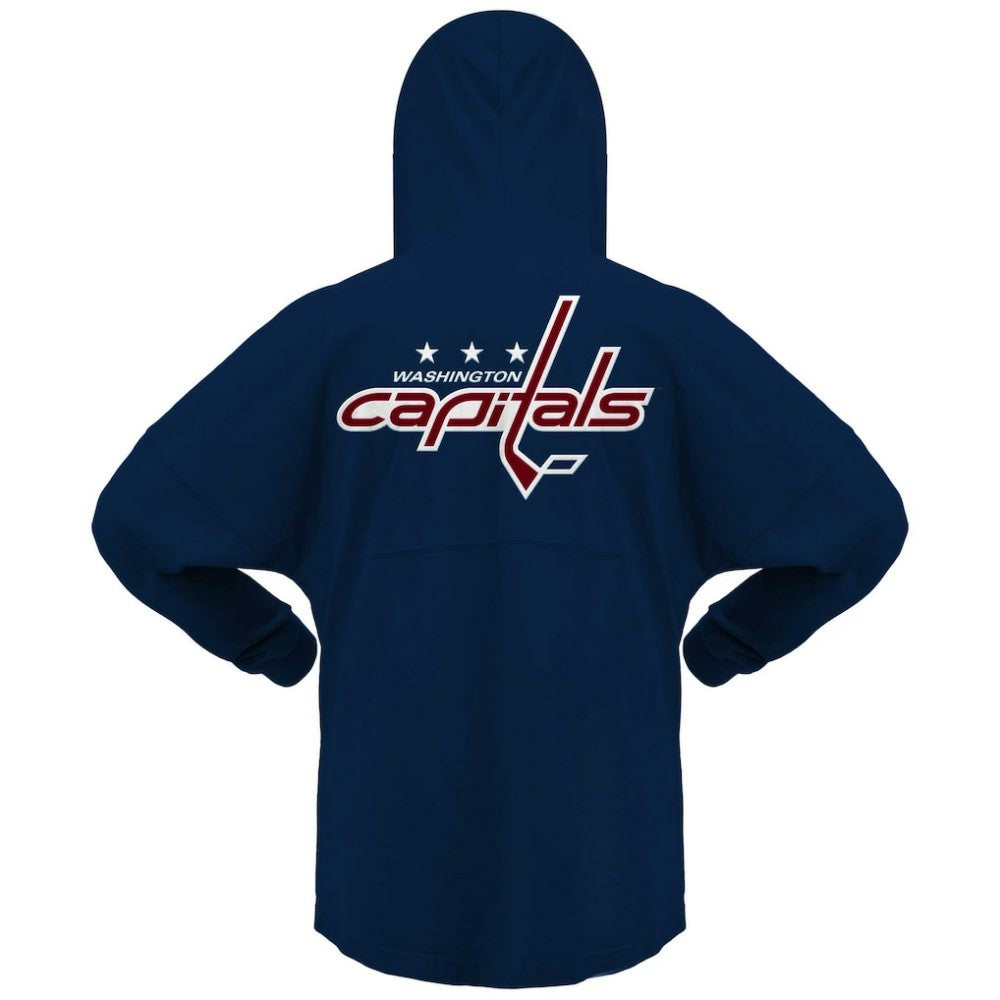 Washington Capitals Fanatics Women's Jersey Lace-Up V-Neck Long Sleeve Hoodie T-Shirt - Navy - NHL 200459759