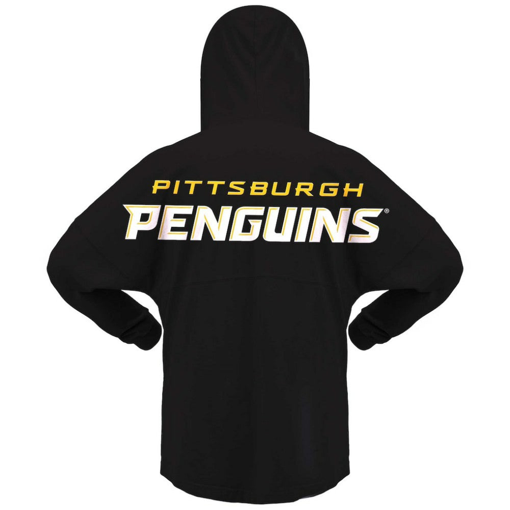 Pittsburgh Penguins Fanatics Women's Jersey Lace-Up V-Neck Long Sleeve Hoodie T-Shirt - Black - NHL 200459763