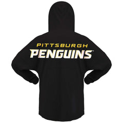 Pittsburgh Penguins Fanatics Women's Jersey Lace-Up V-Neck Long Sleeve Hoodie T-Shirt - Black - NHL 200459763