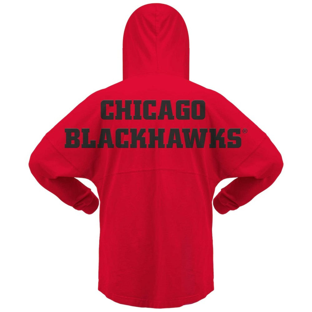 Chicago Blackhawks Fanatics Women's Jersey Lace-Up V-Neck Long Sleeve Hoodie T-Shirt - Red - NHL 200459767