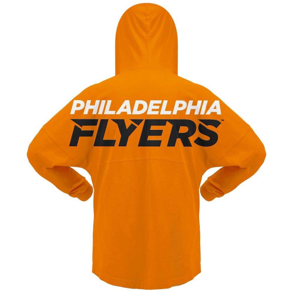Philadelphia Flyers Fanatics Women's Jersey Lace-Up V-Neck Long Sleeve Hoodie T-Shirt - Orange - NHL 200459770