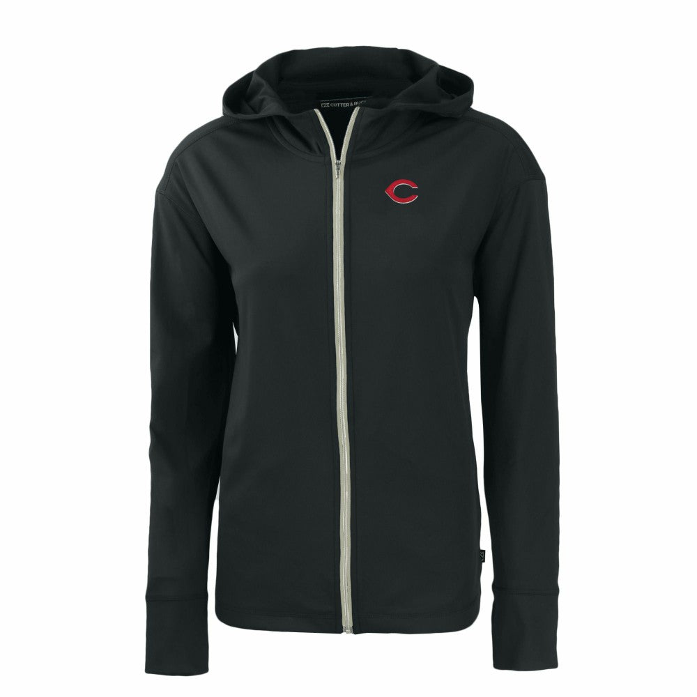 Cincinnati Reds Cutter & Buck Women's Daybreak Eco Recycled Full-Zip Hoodie - Black - MLB on Sale