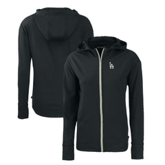 Los Angeles Dodgers Cutter & Buck Women's Daybreak Eco Recycled Full-Zip Hoodie - Black - MLB Lifestyle