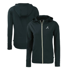 Atlanta Braves Cutter & Buck Women's Daybreak Eco Recycled Full-Zip Hoodie - Navy - MLB Lifestyle