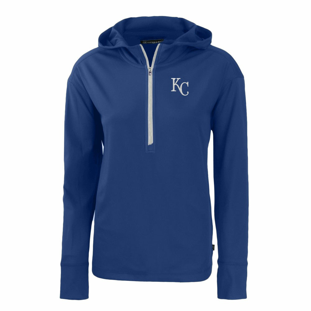 Kansas City Royals Cutter & Buck Women's Daybreak Eco Recycled Half-Zip Hoodie - Royal - MLB Lifestyle