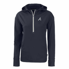 Atlanta Braves Cutter & Buck Women's Daybreak Eco Recycled Half-Zip Hoodie - Navy - MLB Lifestyle