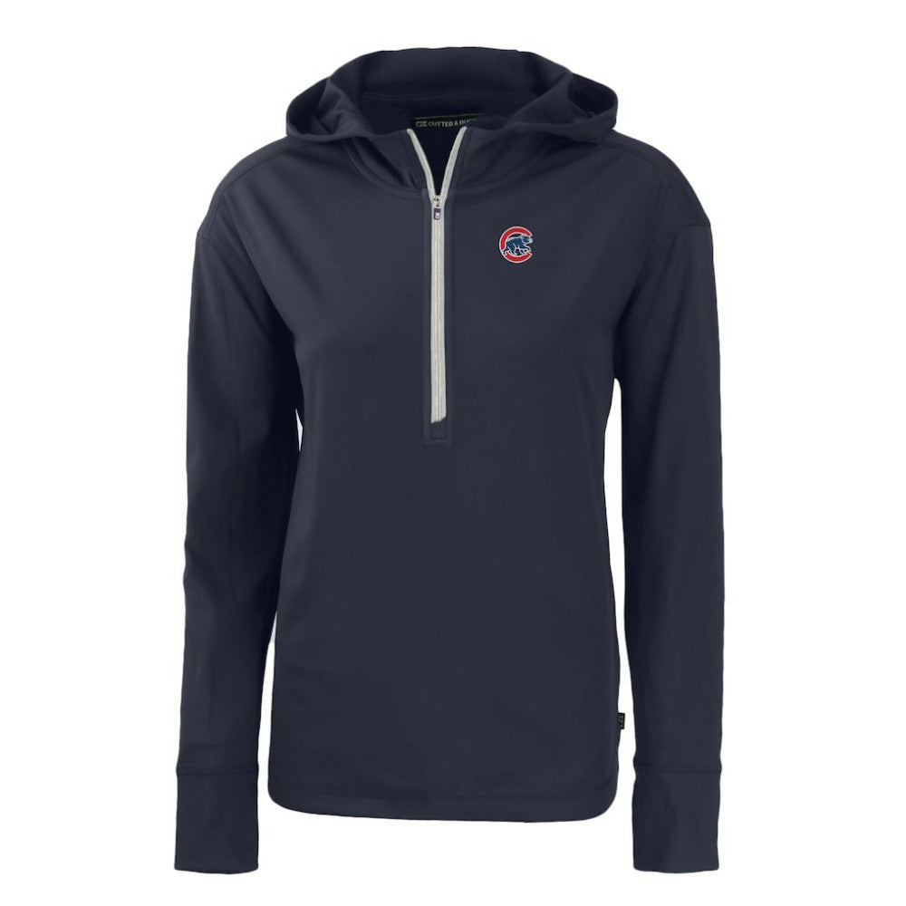 Chicago Cubs Cutter & Buck Women's Daybreak Eco Recycled Half-Zip Hoodie - Navy - MLB on Sale