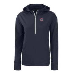 Chicago Cubs Cutter & Buck Women's Daybreak Eco Recycled Half-Zip Hoodie - Navy - MLB on Sale
