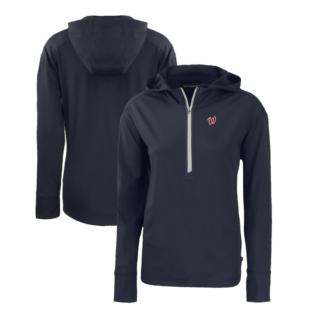 Washington Nationals Cutter & Buck Women's Daybreak Eco Recycled Half-Zip Hoodie - Navy - MLB Sale