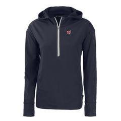 Washington Nationals Cutter & Buck Women's Daybreak Eco Recycled Half-Zip Hoodie - Navy - MLB Sale