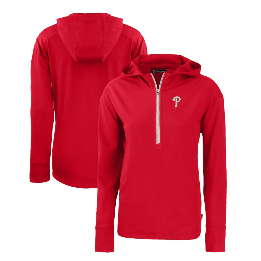 Philadelphia Phillies Cutter & Buck Women's Daybreak Eco Recycled Half-Zip Hoodie - Red - MLB Lifestyle
