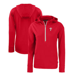 Philadelphia Phillies Cutter & Buck Women's Daybreak Eco Recycled Half-Zip Hoodie - Red - MLB Lifestyle