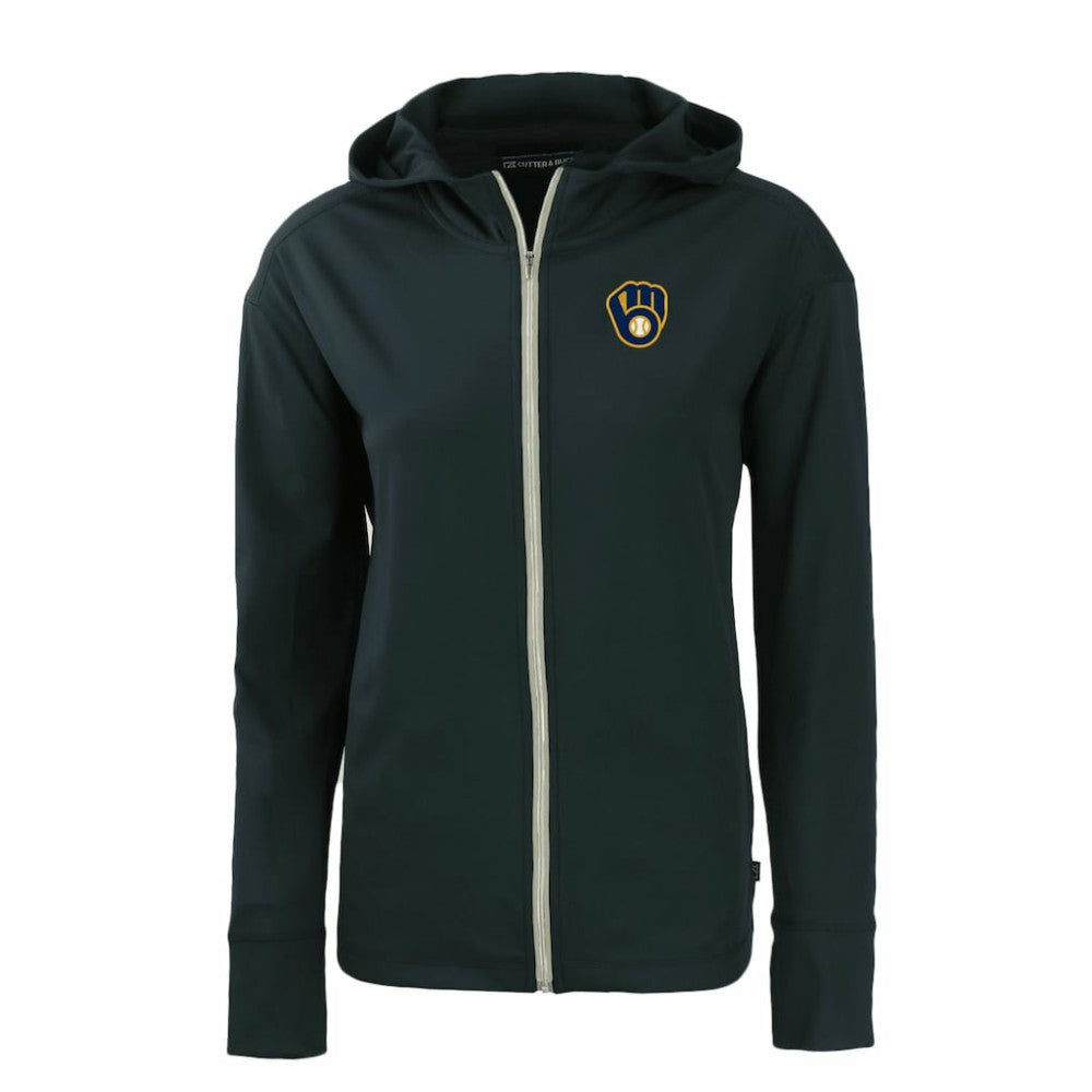 Milwaukee Brewers Cutter & Buck Women's Daybreak Eco Recycled Full-Zip Hoodie - Navy - MLB Sale