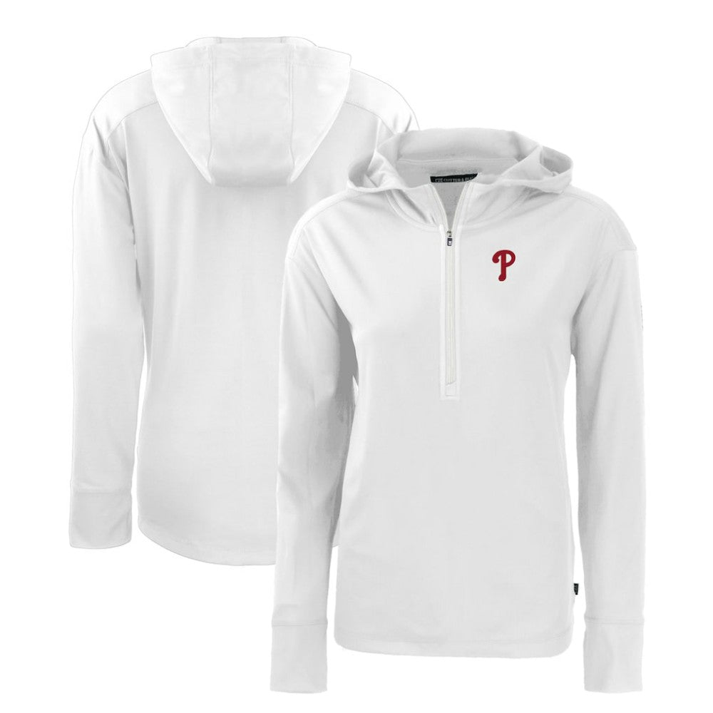 Philadelphia Phillies Cutter & Buck Women's Daybreak Eco Recycled Half-Zip Hoodie - White - MLB on Sale
