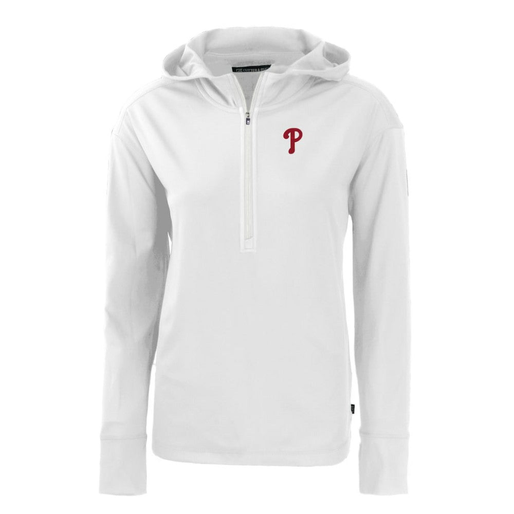 Philadelphia Phillies Cutter & Buck Women's Daybreak Eco Recycled Half-Zip Hoodie - White - MLB on Sale