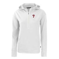 Philadelphia Phillies Cutter & Buck Women's Daybreak Eco Recycled Half-Zip Hoodie - White - MLB on Sale