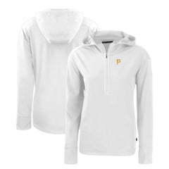 Pittsburgh Pirates Cutter & Buck Women's Daybreak Eco Recycled Half-Zip Hoodie - White - MLB Lifestyle