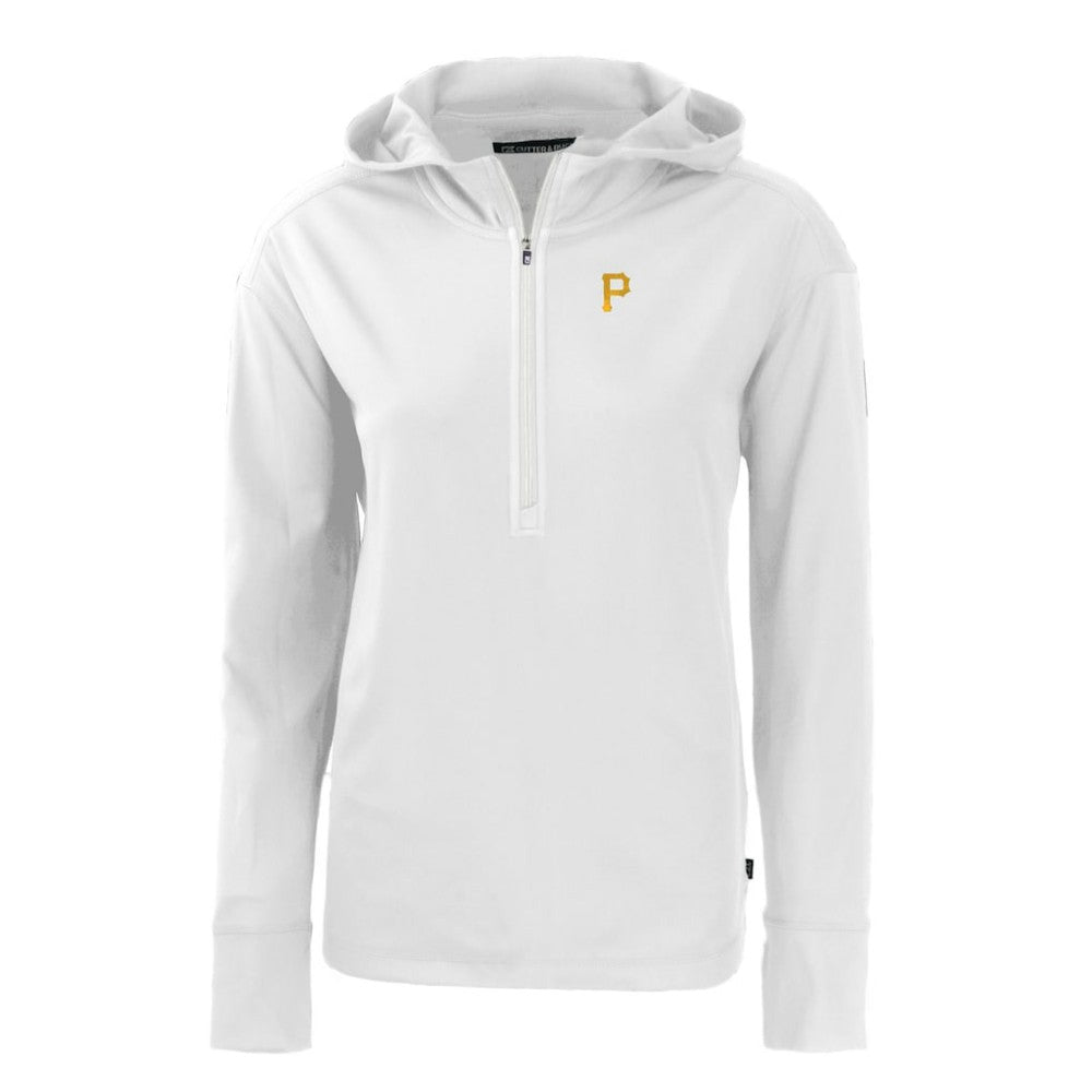 Pittsburgh Pirates Cutter & Buck Women's Daybreak Eco Recycled Half-Zip Hoodie - White - MLB Lifestyle