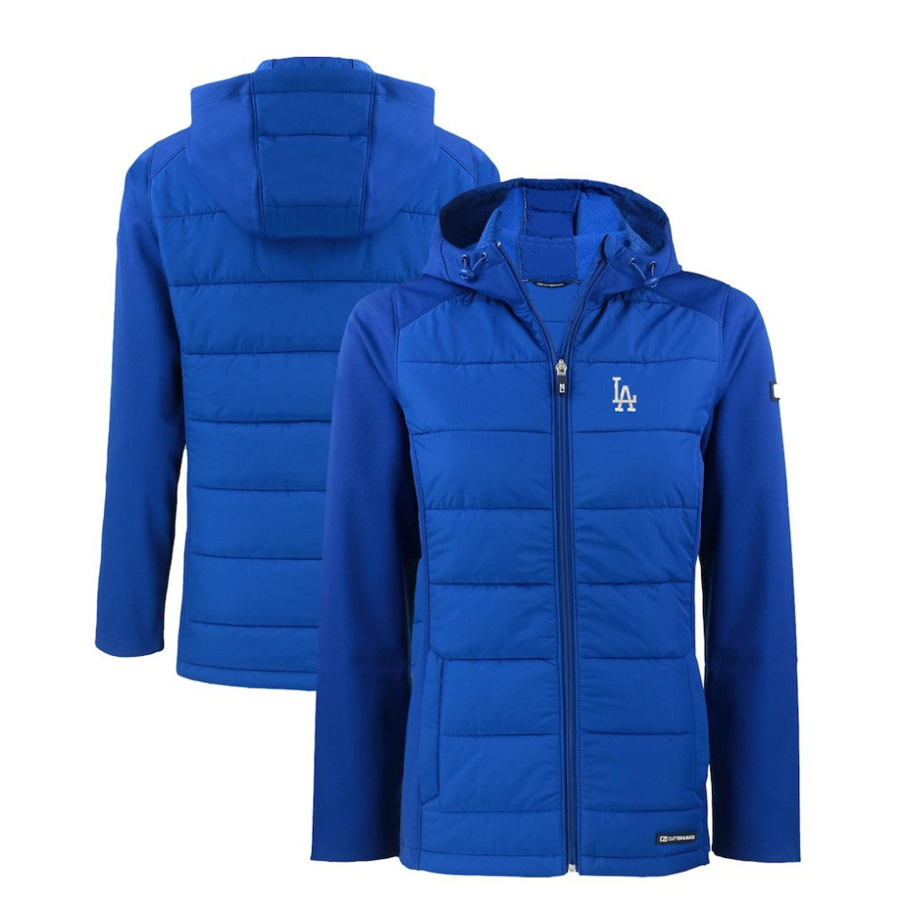 Los Angeles Dodgers Cutter & Buck Women's Evoke Hybrid Eco Softshell Recycled Full-Zip Hoodie Jacket - Royal - MLB Discount