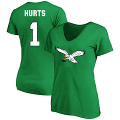 Jalen Hurts Philadelphia Eagles Women's Plus Size Fair Catch Name & Number Scoop Neck T-Shirt Kelly Green