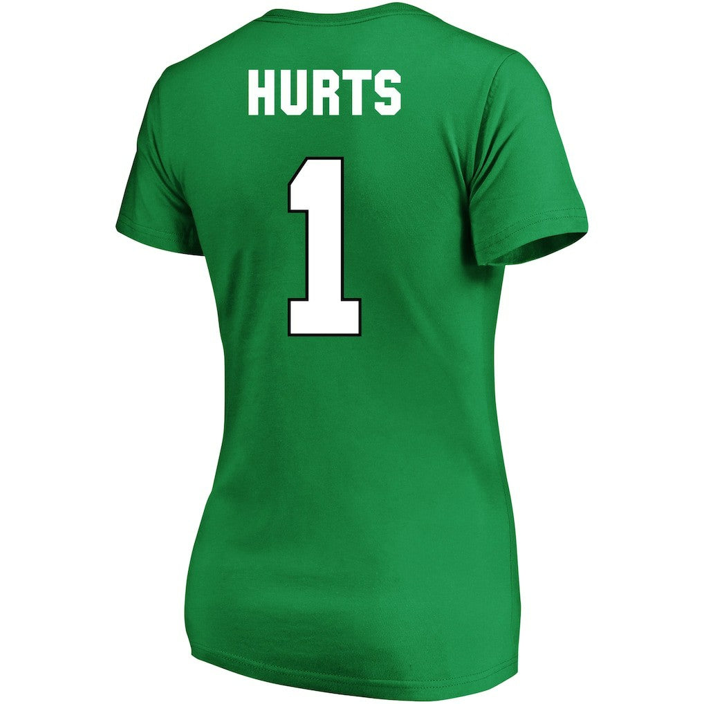 Jalen Hurts Philadelphia Eagles Women's Plus Size Fair Catch Name & Number Scoop Neck T-Shirt Kelly Green