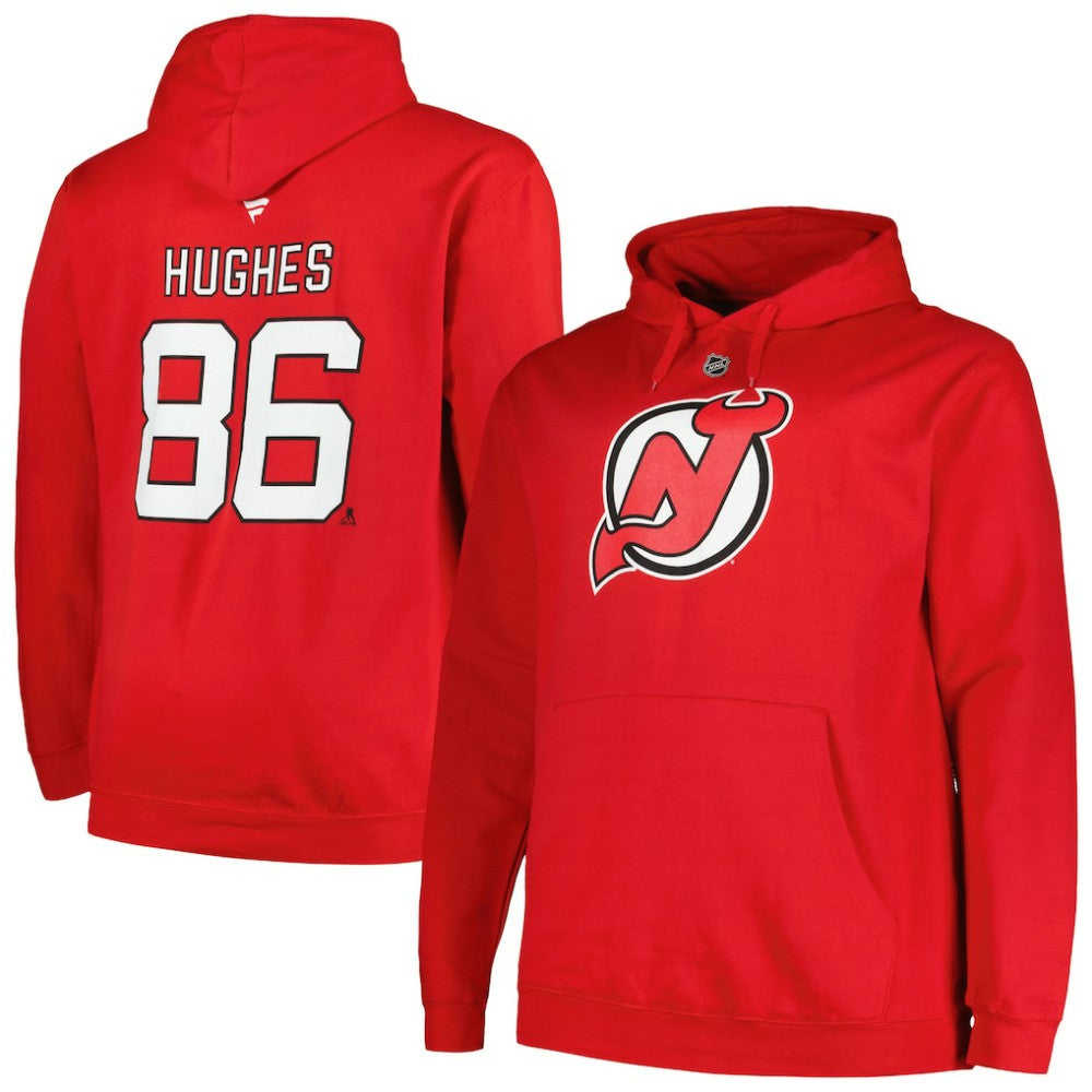 Jack Hughes New Jersey Devils Profile Big & Tall Name & Number Pullover Hoodie - Red - NHL 200464395