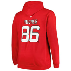 Jack Hughes New Jersey Devils Profile Big & Tall Name & Number Pullover Hoodie - Red - NHL 200464395