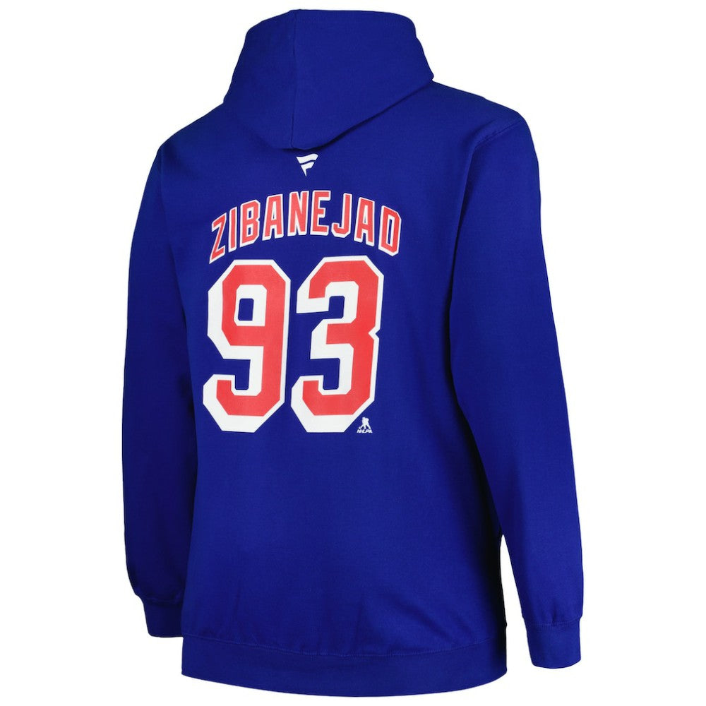 Mika Zibanejad New York Rangers Profile Big & Tall Name & Number Pullover Hoodie - Blue - NHL 200464396